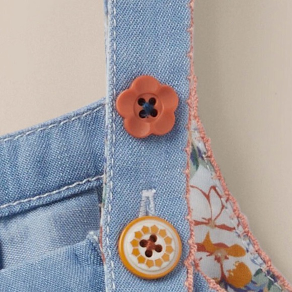 Matilda Jane Girls Blue Skies Chambray Shortall Size 2 - Picture 2 of 4